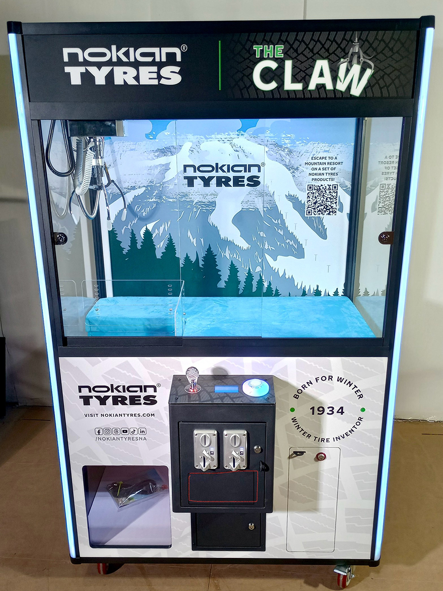 The Claw — Nokian Tyres branded prize claw machine