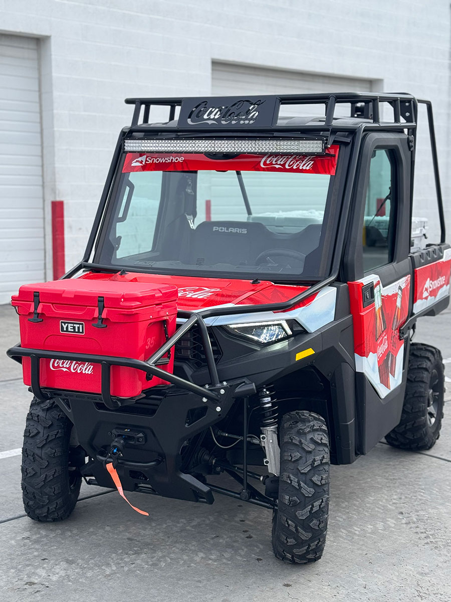 Coca-Cola x Snowshoe custom Polaris Ranger with YETI cooler mount