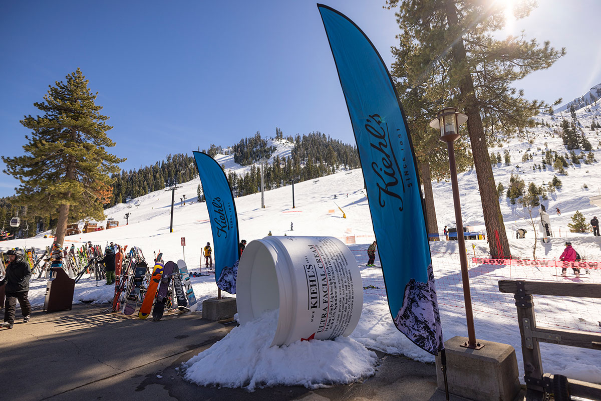 Kiehl's oversized Ultra Facial Cream installation at the base of the mountain