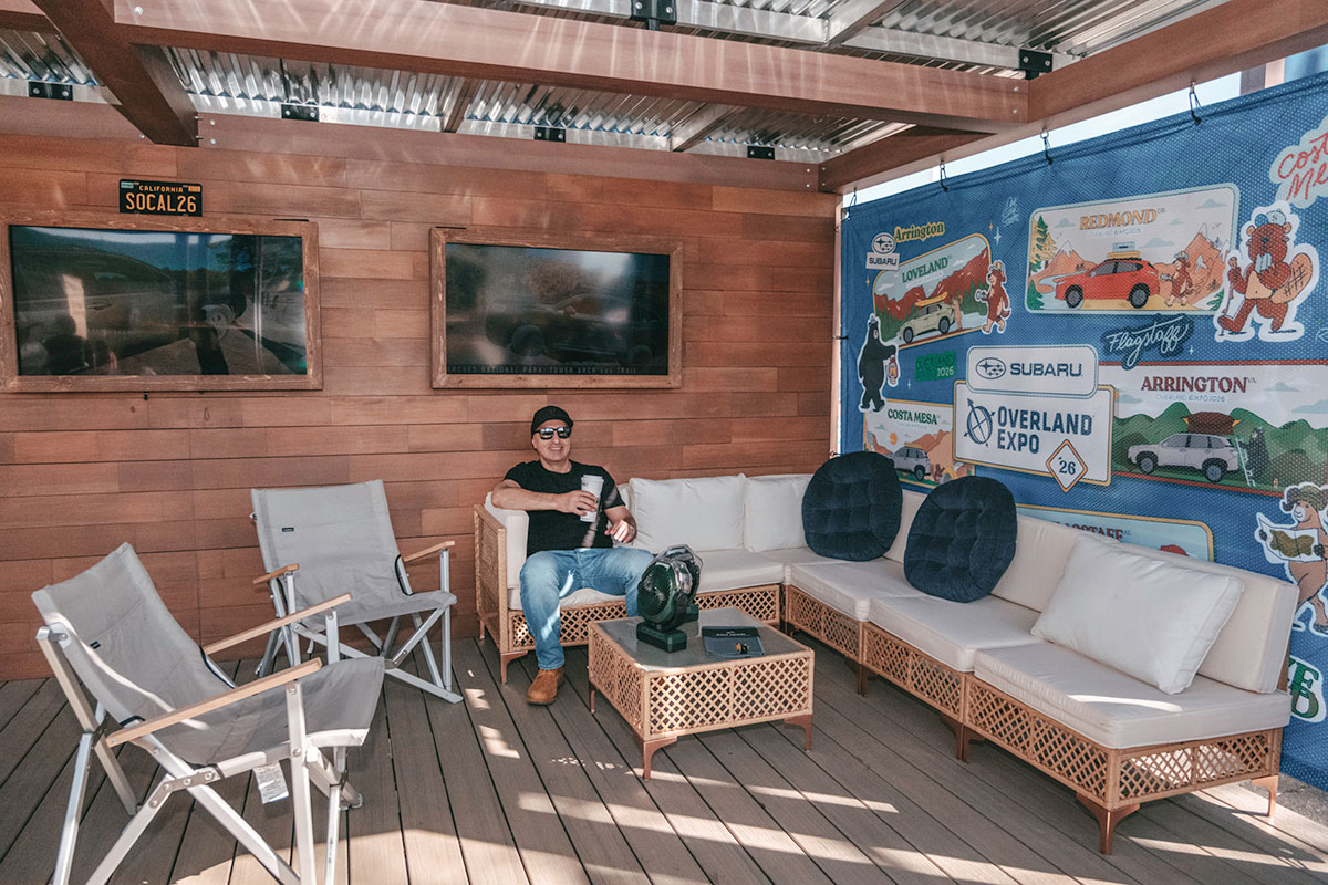 Subaru-branded owners lounge interior with seating